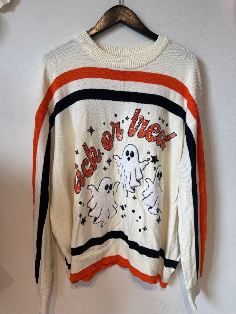 Queen of sparkles trick or treat sweater size Xlarge